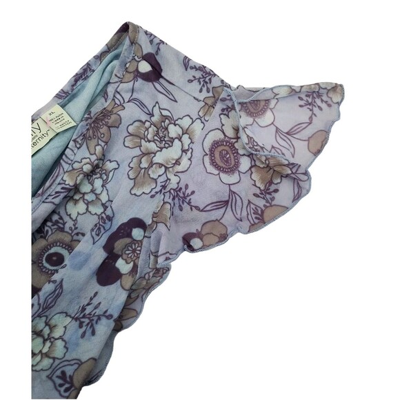 Holly Robinson Peete Maternity Womens Blouse Print Floral Purple Pullover Sz XL - Picture 8 of 13